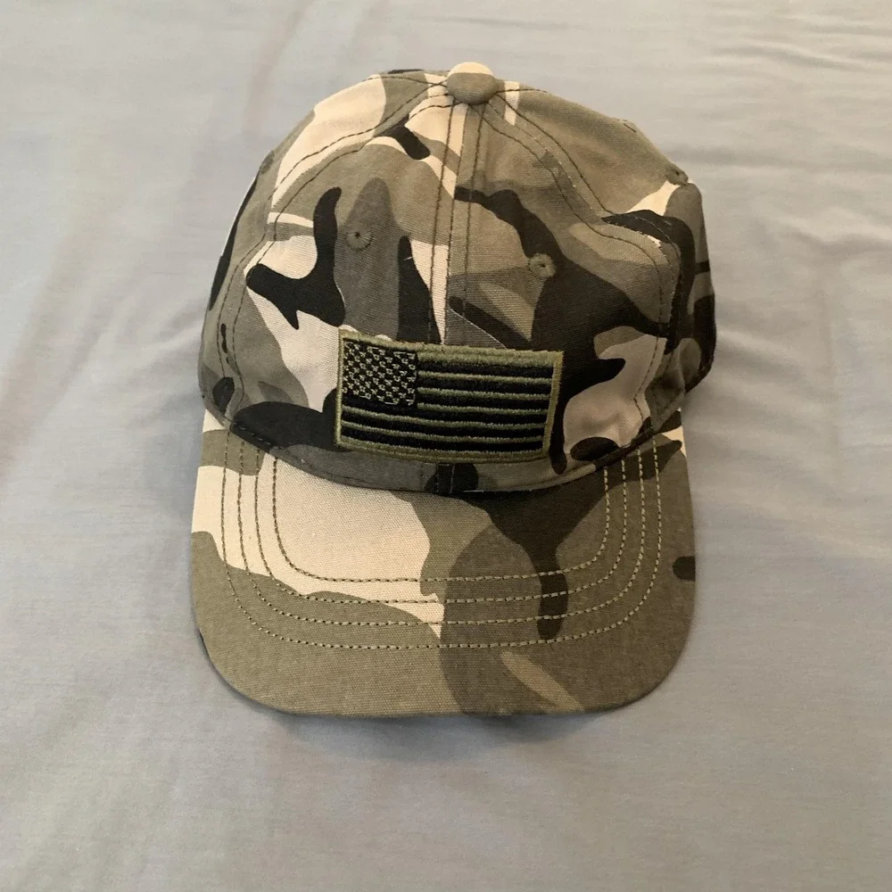 Camo‎ American Flag Hat Baseball Cap Mens One Size Green Patriotic USA Army